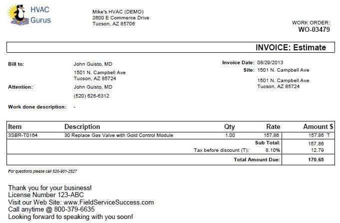 Example invoice