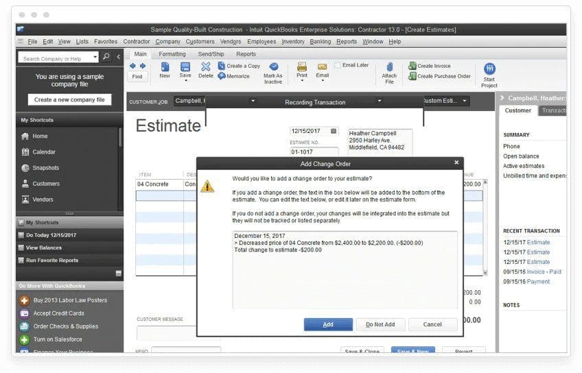 Enterprise Contractor Change Order