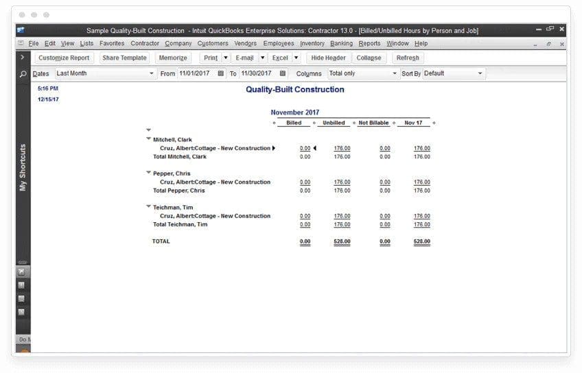 Enterprise Contractor Unbilled Report