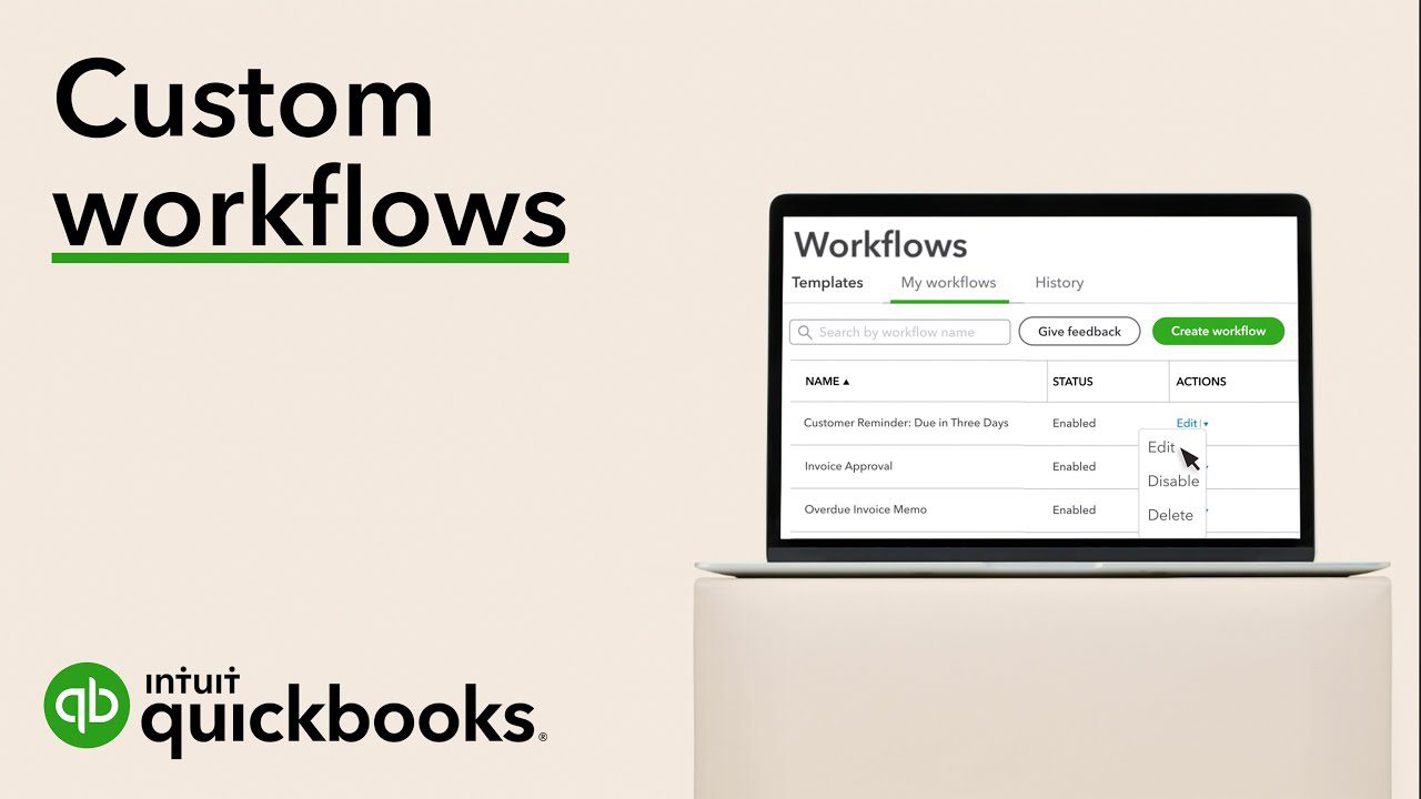 Using custom workflows in QuickBooks Online Advanced