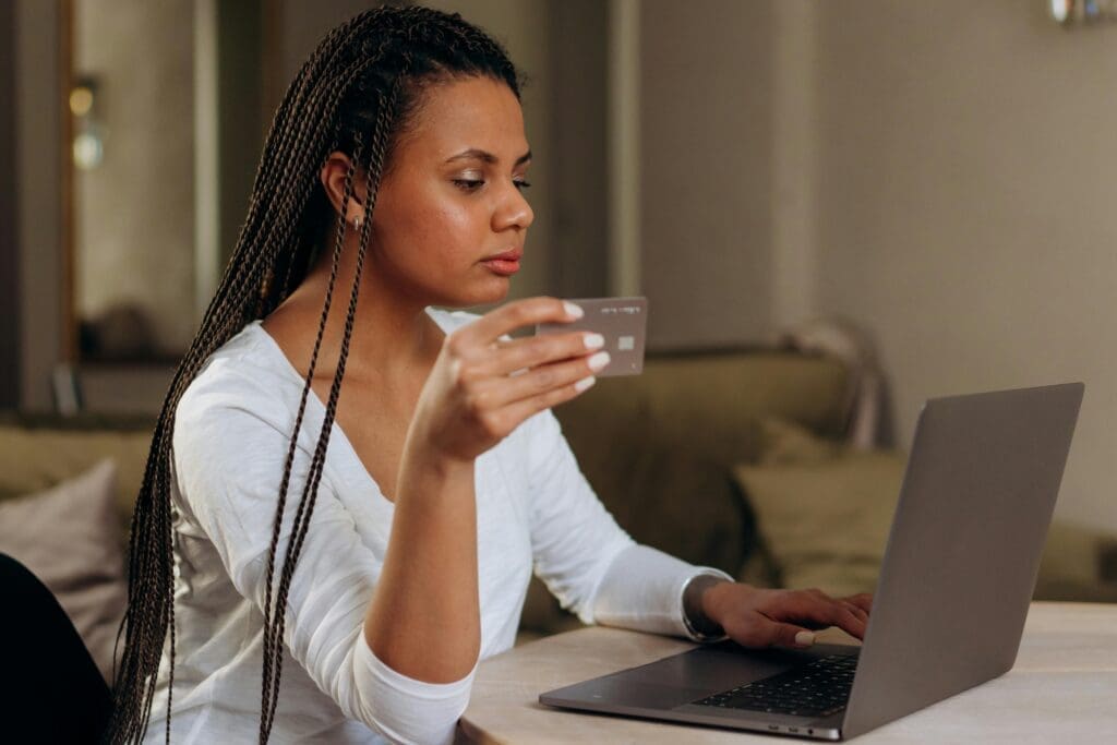 Customer making a payment online through a credit card