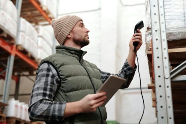 Crew checking inventory inside a warehouse