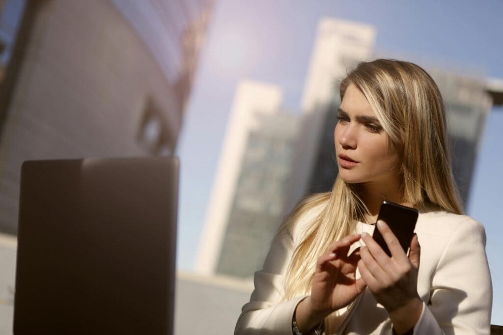 Woman holding a phone